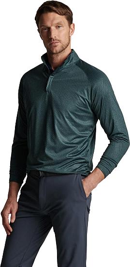 Peter Millar Crown Crafted Stealth Performance Quarter-Zip Golf Pullovers - Balsam Green