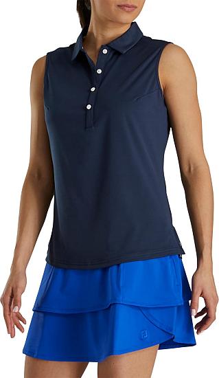 FootJoy Women's Lisle Solid Sleeveless Golf Shirts