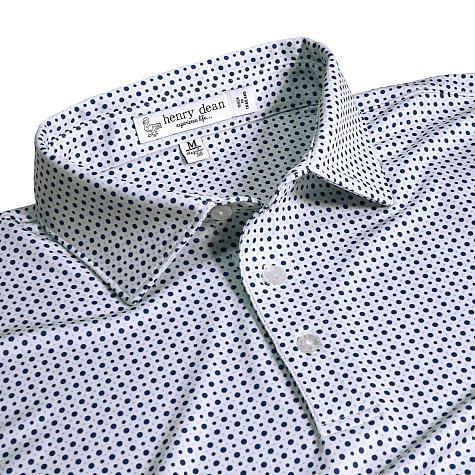 henry dean Dot Geo Print Performance Knit Golf Shirts - Regular Fit