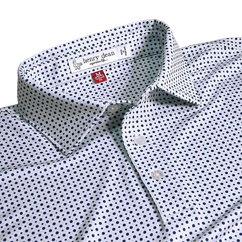 henry dean Dot Geo Print Performance Knit Golf Shirts - Tailored Fit