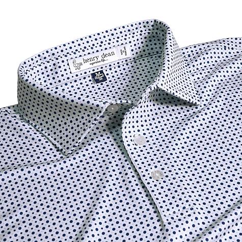 henry dean Dot Geo Print Performance Knit Golf Shirts - Relaxed Fit