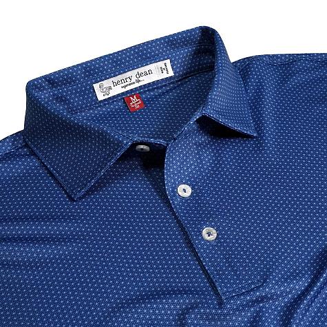 henry dean Spinner Geo Print Performance Knit Golf Shirts - Tailored Fit