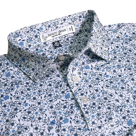 henry dean Sleepy Floral Print Performance Knit Golf Shirts - Relaxed Fit