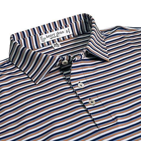 henry dean Four-Color Stripe Performance Knit Golf Shirts - Regular Fit