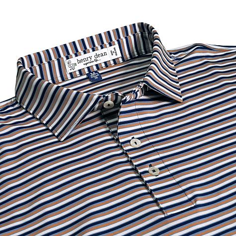 henry dean Four-Color Stripe Performance Knit Golf Shirts - Relaxed Fit