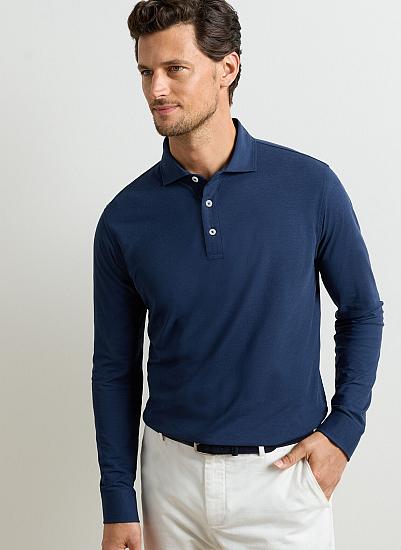 Peter Millar Cool Cotton Long Sleeve Golf Shirts - Tour Fit