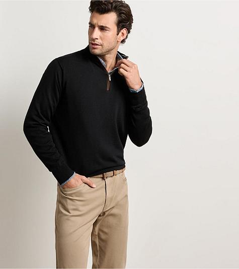 Peter Millar Crown Autumn Crest Suede Trim Quarter-Zip Golf Pullovers