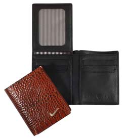 Nike Croco Print Leather L-Fold Wallet with Billfold