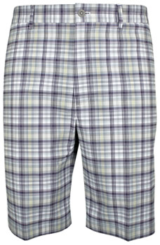 Greg Norman Plaid Flat Front Tech Golf Shorts - CLEARANCE