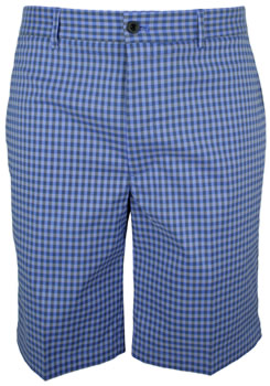 Greg Norman Gingham Check Flat Front Tech Golf Shorts - ON SALE!