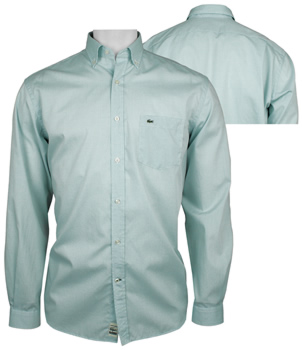 Lacoste Long Sleeve Mini Check Poplin Shirts - ON SALE - HOLIDAY SPECIAL