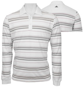 Adidas ClimaLite Long Sleeve Brushed Interlock Stripe Golf Shirts - CLOSEOUTS