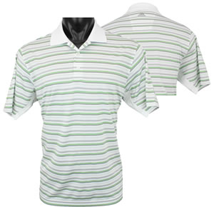 Adidas ClimaCool White Base Merchandising Stripe Golf Shirts - CLOSEOUTS