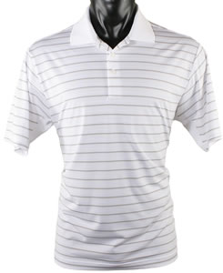 Adidas ClimaCool White Base Stripe Golf Shirts - CLOSEOUTS