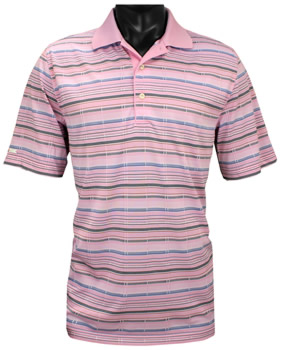 Greg Norman Tropicana Textured Stripe Golf Shirts - CLEARANCE