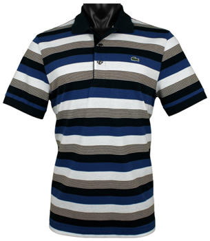 Lacoste Fitted Short Sleeve Multi-Stripe Pique Golf Shirts - ON SALE - HOLIDAY SPECIAL