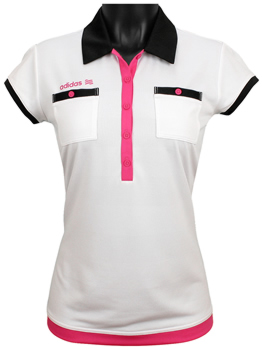 Adidas Women's Fashion Performance White Base Pocket Golf Shirts - CLEARANCE