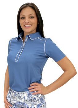 EP Pro Women's Tour-Tech Print Ribbon Placket Golf Shirts - CLEARANCE