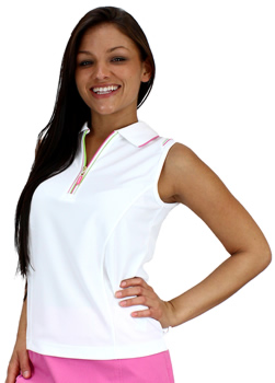 EP Pro Women's Tour-Tech Contrast Trim Sleeveless Golf Shirts - CLEARANCE