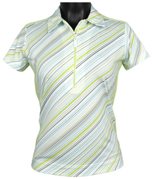 Sport Haley Women's Aerocool Diagonal Print Golf Shirts with Zipper Placket - ON SALE!