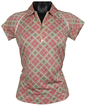 Sport Haley Women's Aerocool Short Sleeve Diagonal Plaid Print Golf Shirts - ON SALE!