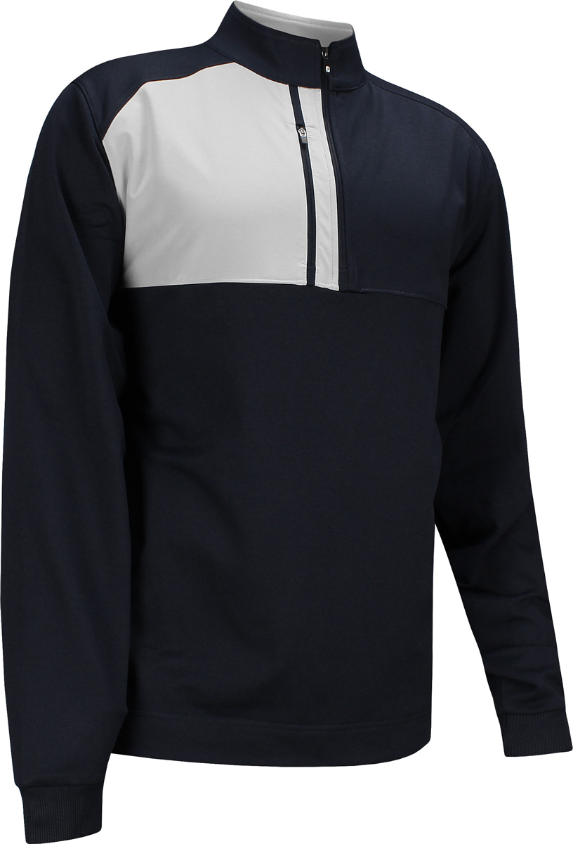 FootJoy Brushed Back Pique Sport HalfZip Golf Pullovers in Black with
