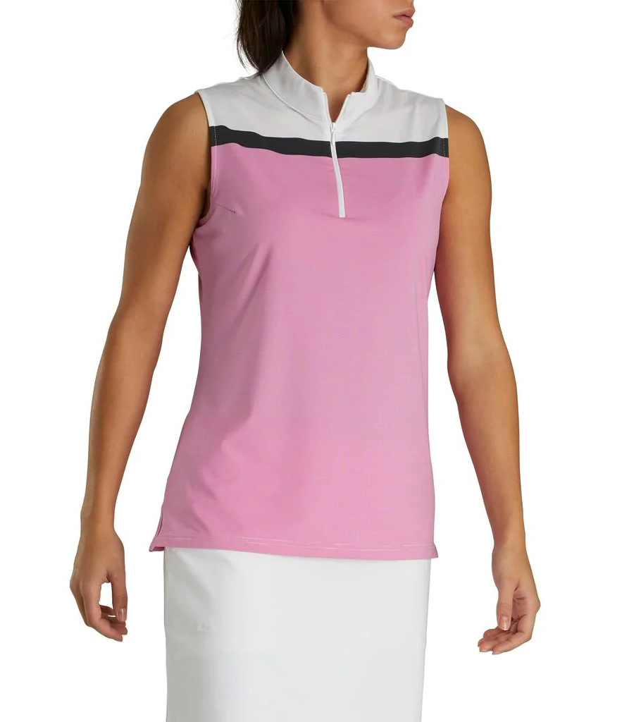 FootJoy Women's Lisle Zip Sleeveless Golf Shirts