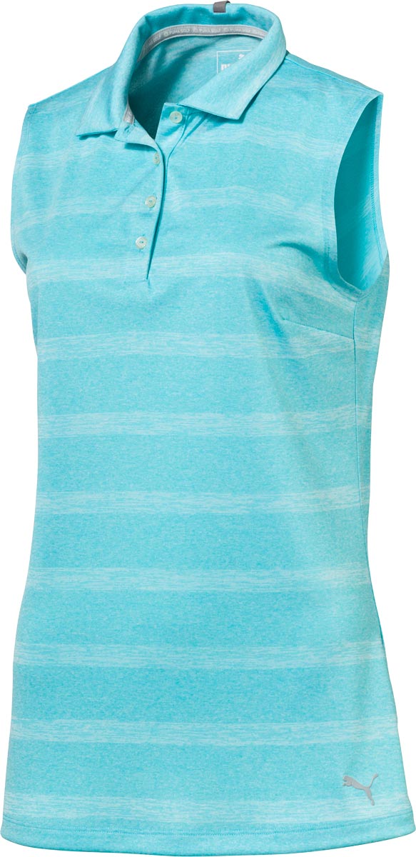 Puma Women's DryCELL Pounce Stripe Sleeveless Golf Shirts ON SALE
