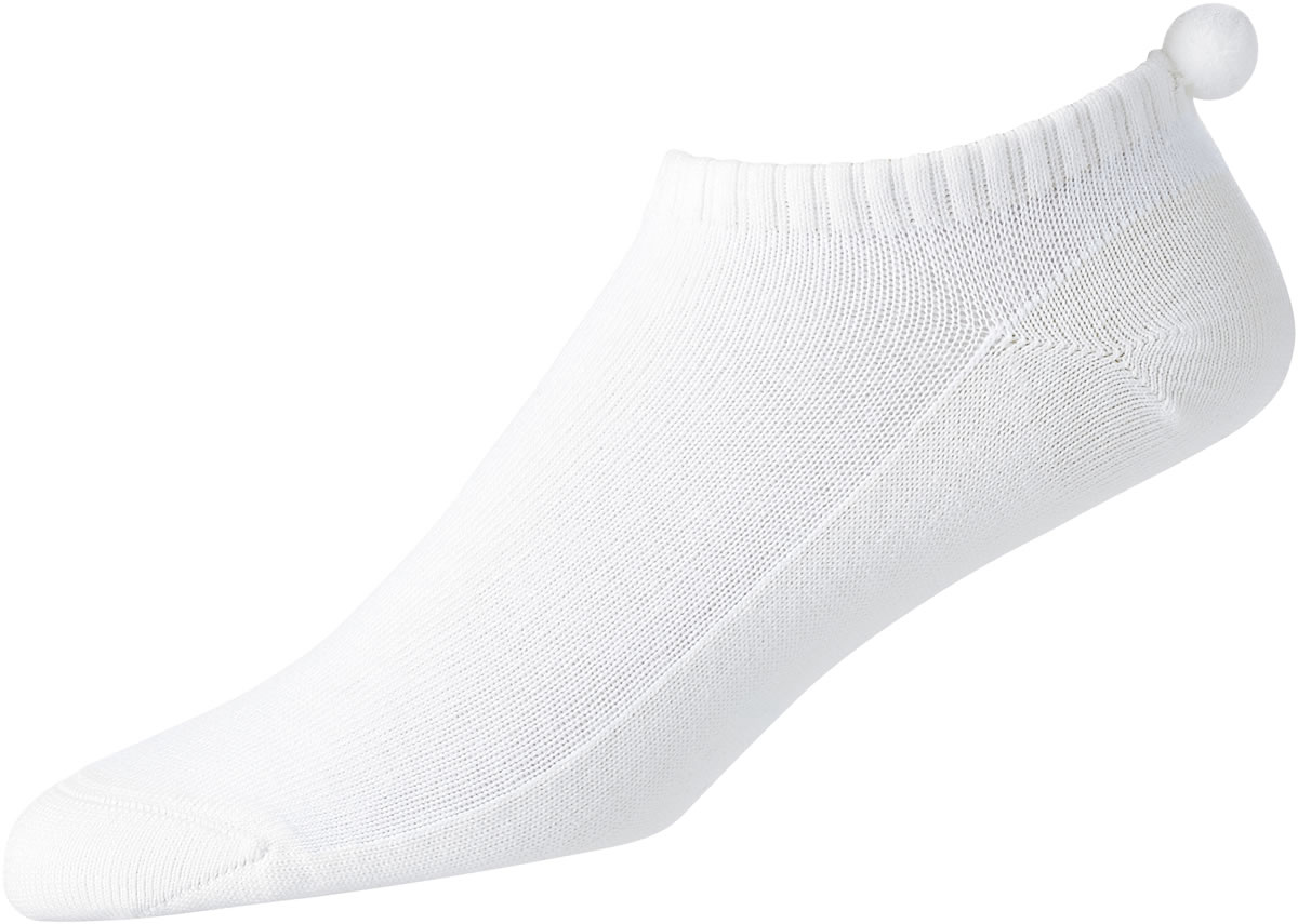 FootJoy ProDry Lightweight Pom Pom Women's Golf Socks in White (style 19519)